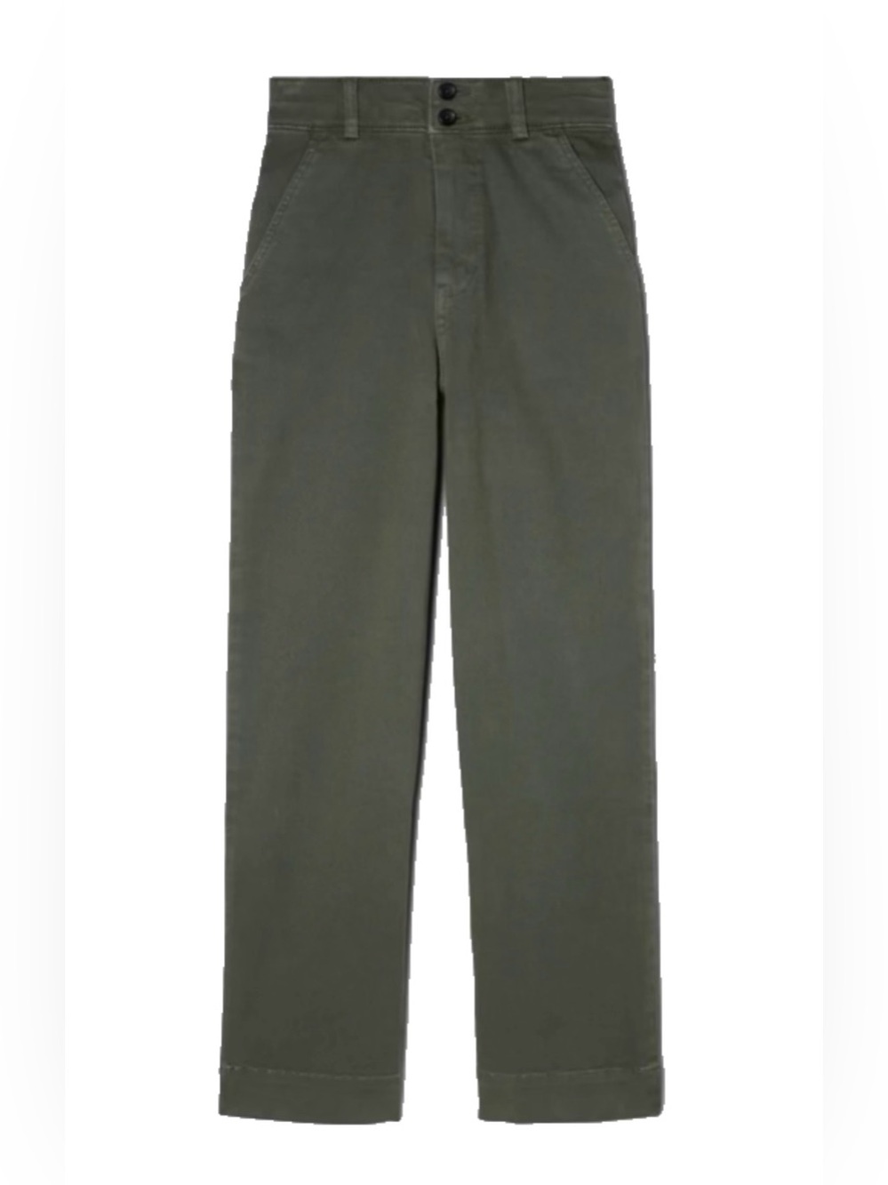 Everlane Organic Cotton Wide Leg Pant in Olive Green